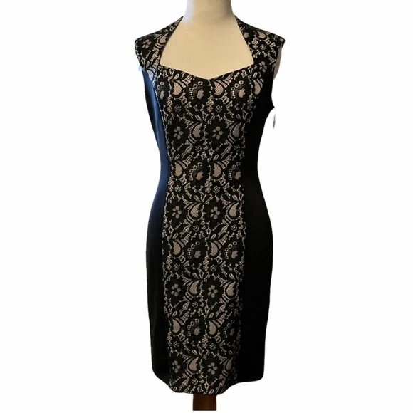Cynthia Rowley Lace Inset Silhouette Dress Womens 4 Little Black Dress - Picture 1 of 13